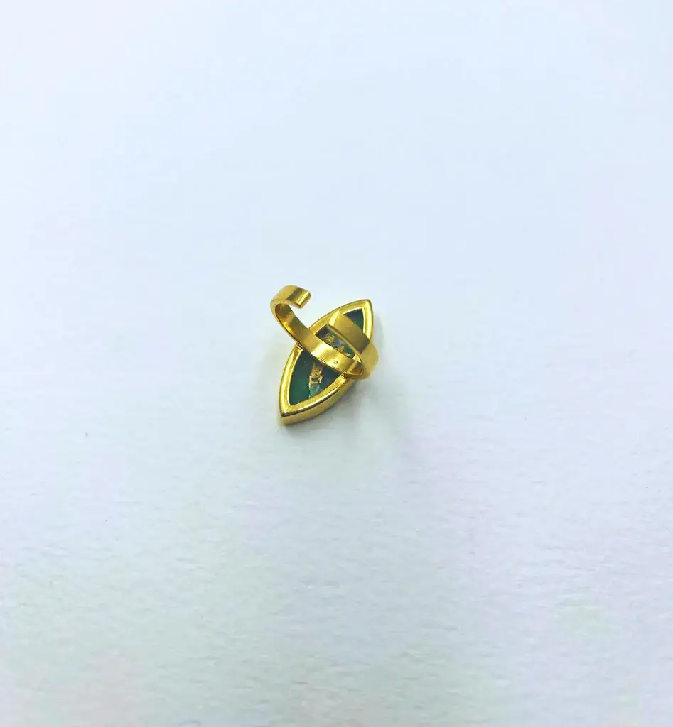 Archies Adjustable Mohave Emerald Gold Plated Ring : GS230003
