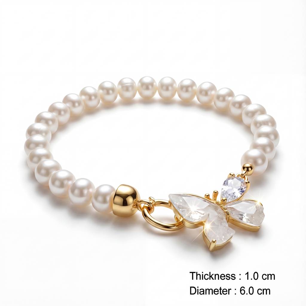 Korean Crystal Monarch & Luminous Pearl Bracelet : YUFSBR221