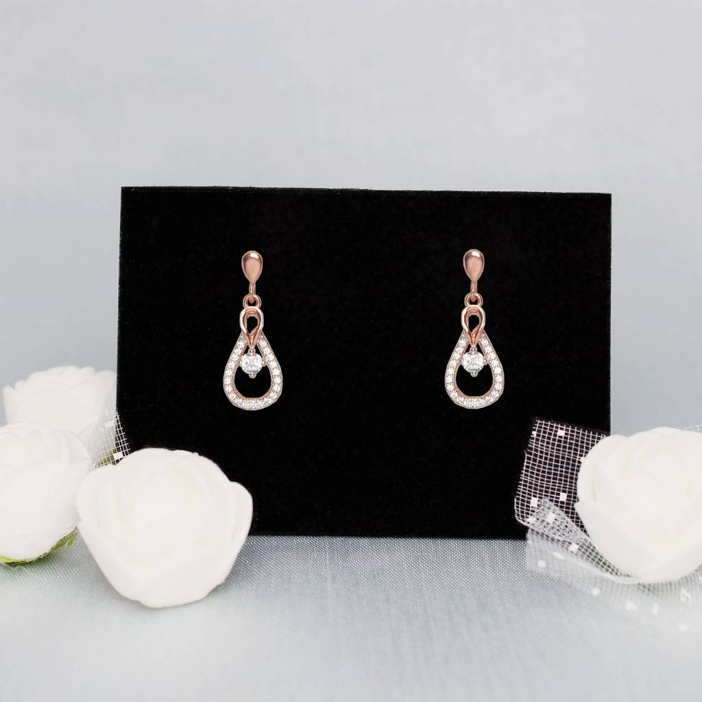 Rose Gold Zircon Drop Earrings : ER058