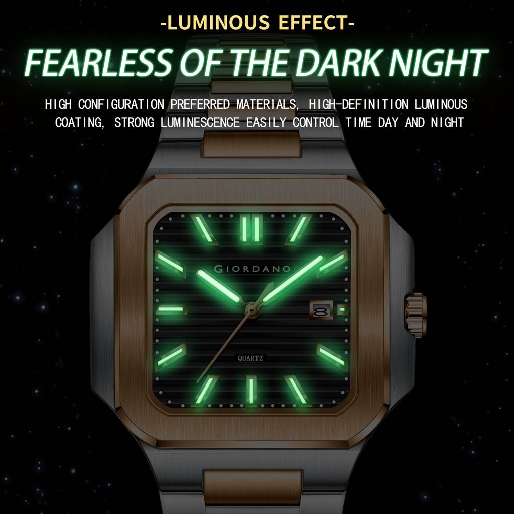 Giordano Square Formal Watch For Men Â Textured Dial,Day & Date Display And Stylish Stainless Steel Strap : GZ-50174-11