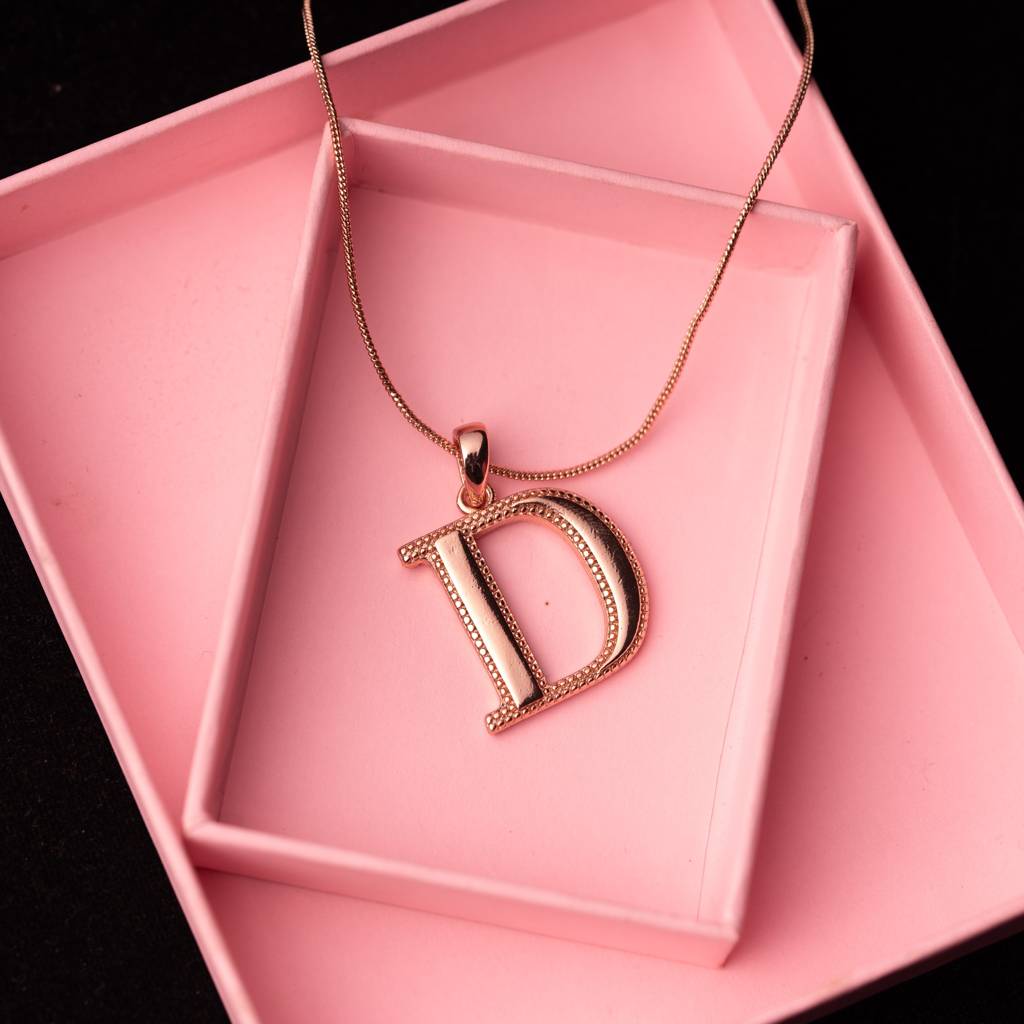 Estele Rosegold Plated Letter Charm Pendant For Women / Girls : 1009-DPENDANT
