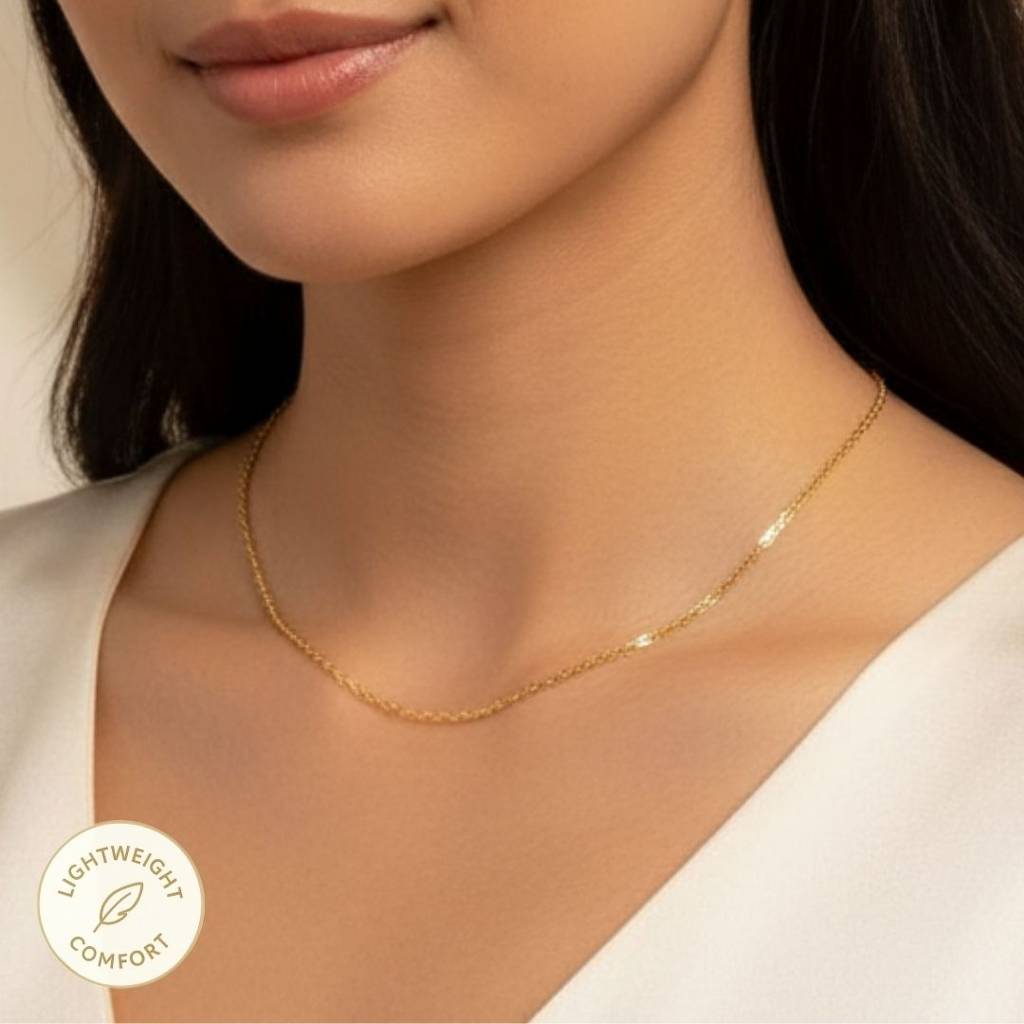 Gold Plated Daily Wear Thin Plain Dainty Necklace : DIMPN071