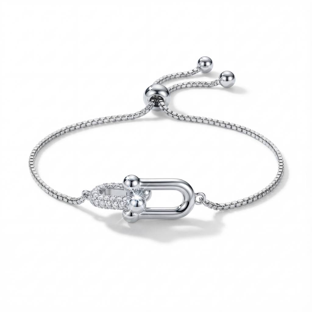 Korean Pavé Link Hardware Bolo Bracelet : YUFSBR210