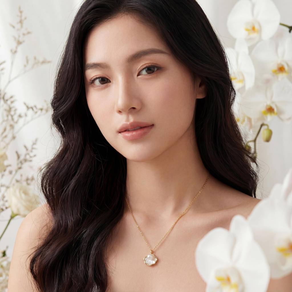 The Seaside Scallop Shell & Pearl Necklace : YUFSNL207