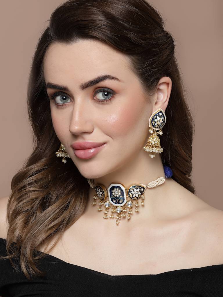Cobalt Clarity Jhumka Earring : DGEJ23030