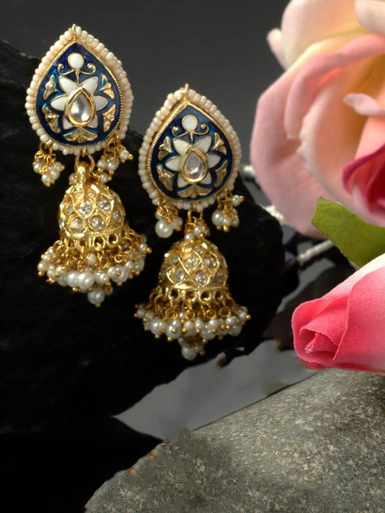 Cobalt Clarity Jhumka Earring : DGEJ23030