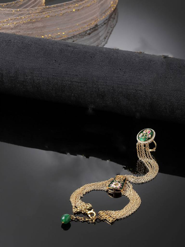 Olive Hath Phool Hand Jewellery : DGH1H23008