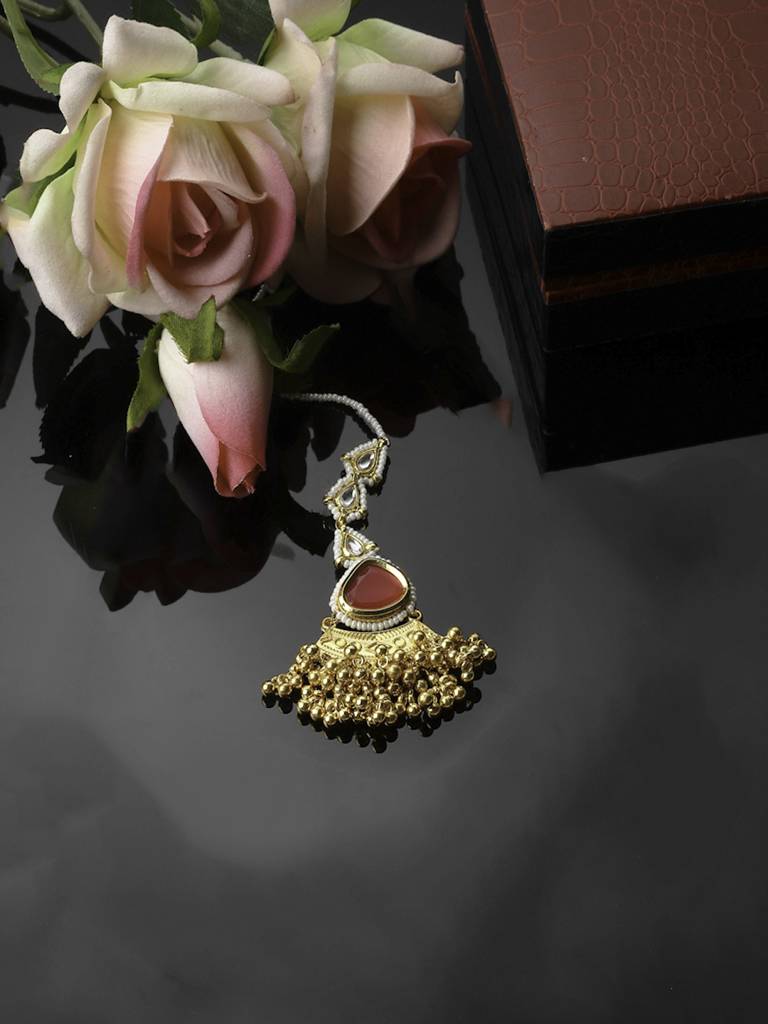 Scarlet Shimmer Maang Tikka Hair Jewellery : DGH2M23006