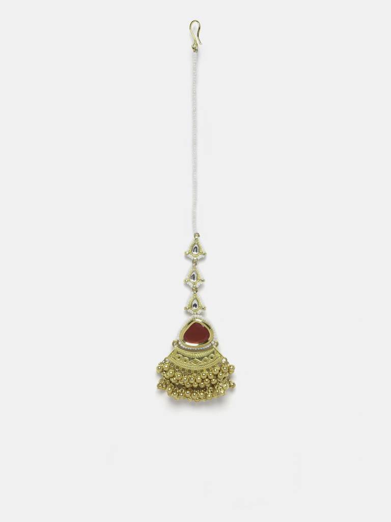 Scarlet Shimmer Maang Tikka Hair Jewellery : DGH2M23006