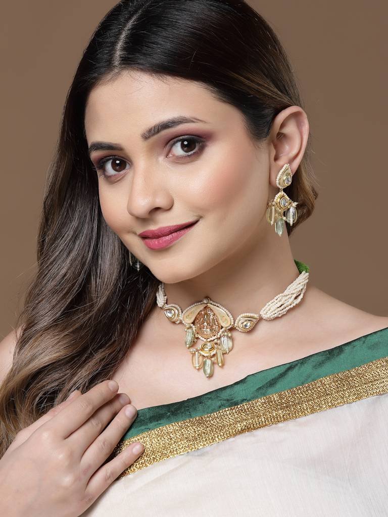 Glint Necklace With Earring Jewellery Set : DGNCE23012