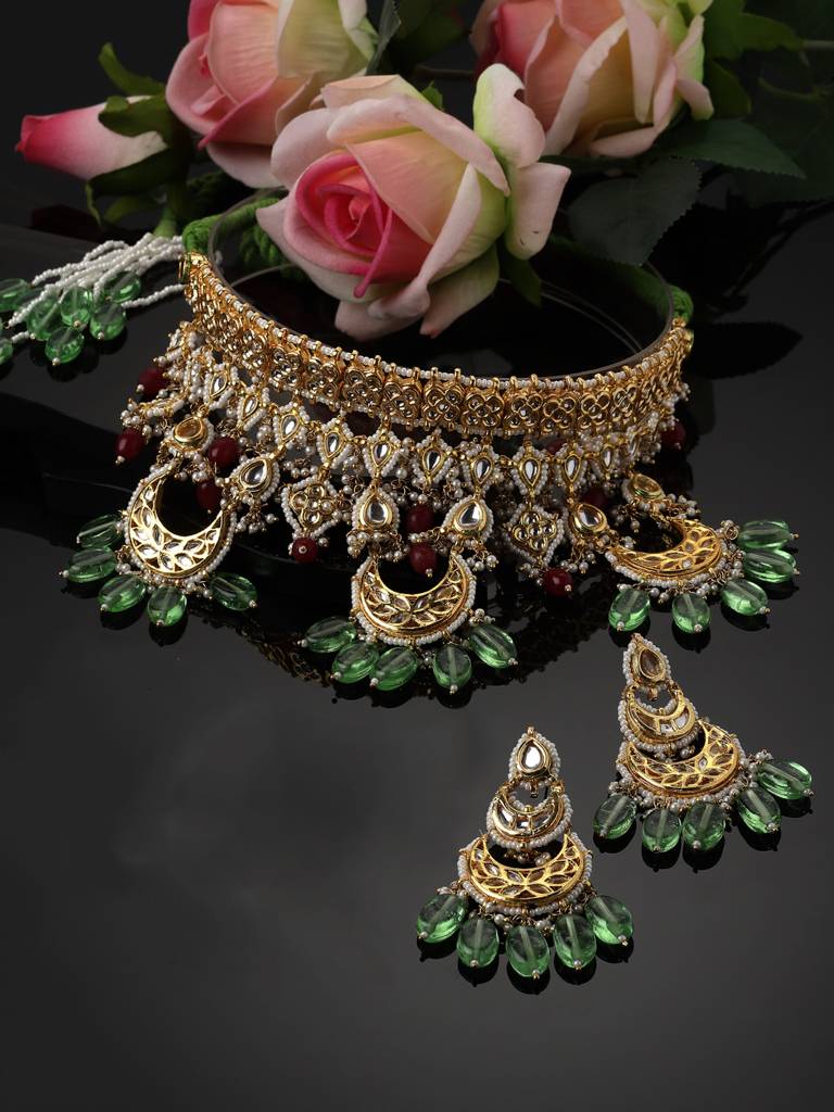 Zucchini Necklace With Earring Jewellery Set : DGNCE23013