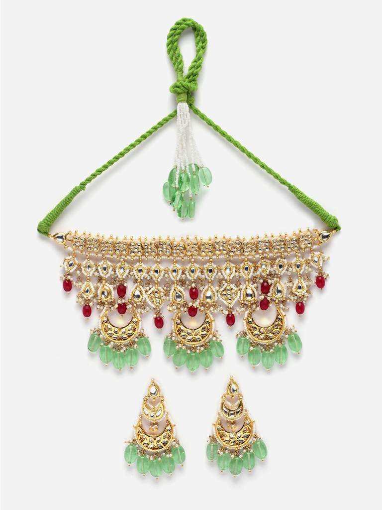 Zucchini Necklace With Earring Jewellery Set : DGNCE23013
