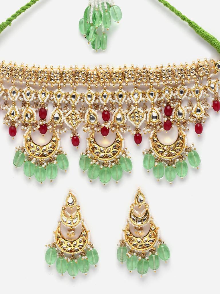 Zucchini Necklace With Earring Jewellery Set : DGNCE23013