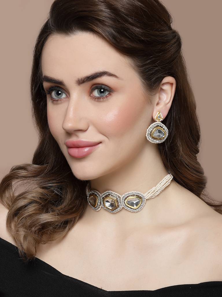 Charcoal Couture  Necklace With Earring Jewellery Set : DGNCE23017