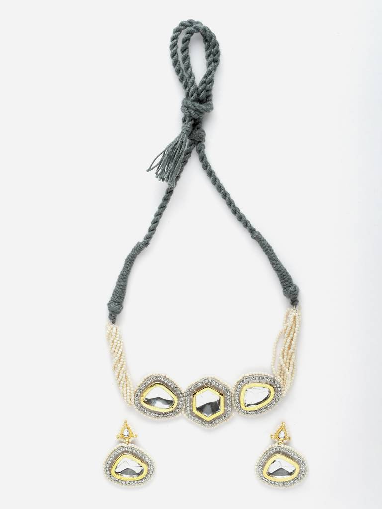 Charcoal Couture  Necklace With Earring Jewellery Set : DGNCE23017