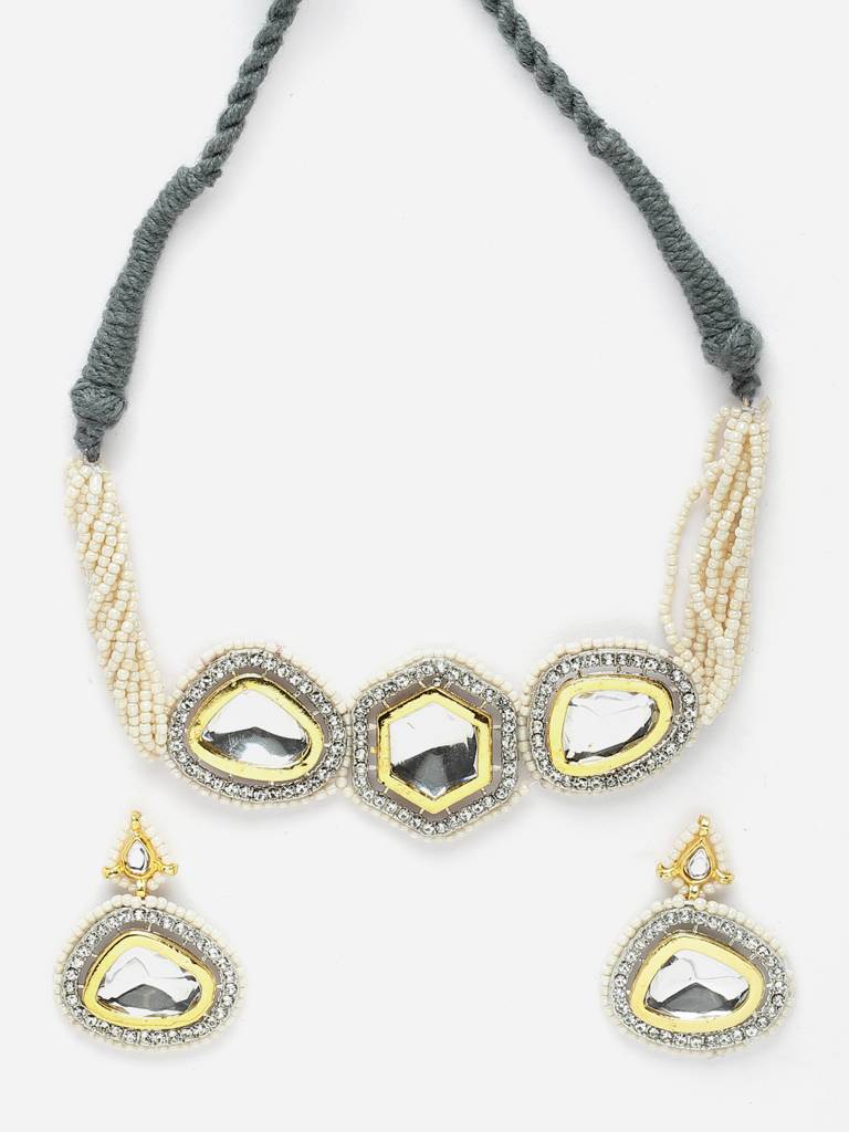 Charcoal Couture  Necklace With Earring Jewellery Set : DGNCE23017