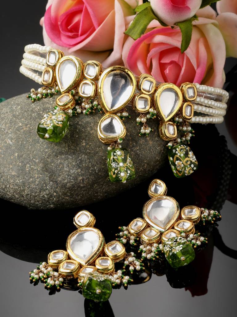 Fern Necklace With Earring Jewellery Set : DGNCE23022