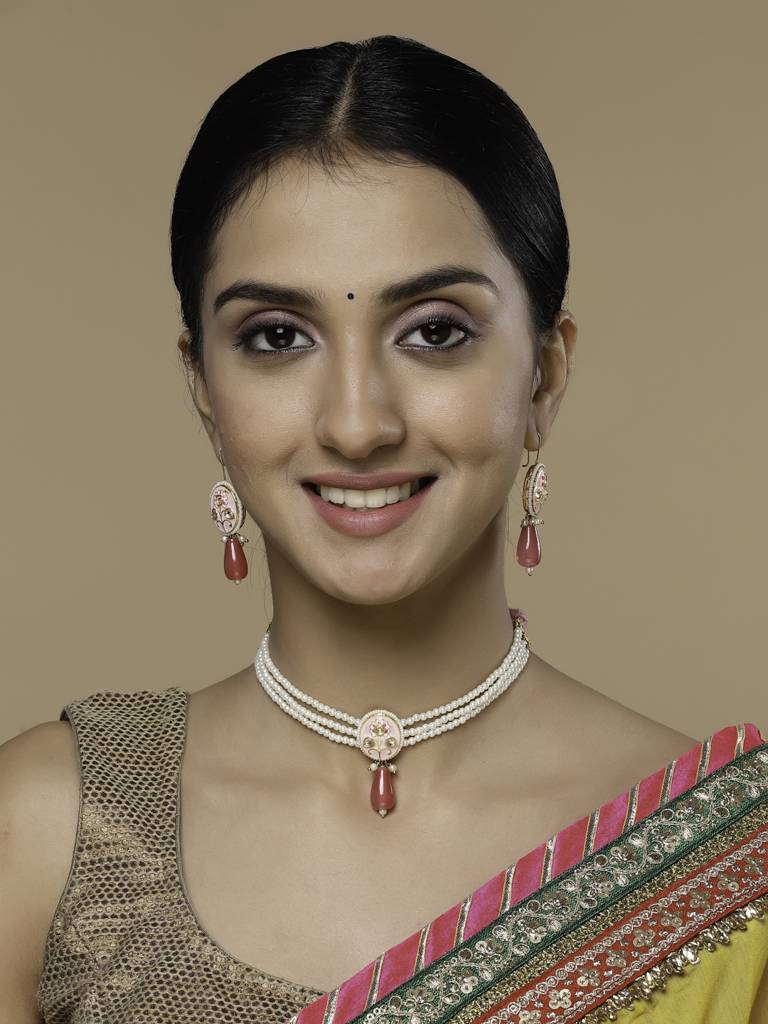 Gul-E-Lala Necklace With Earring Jewellery Set : DGNCE23024