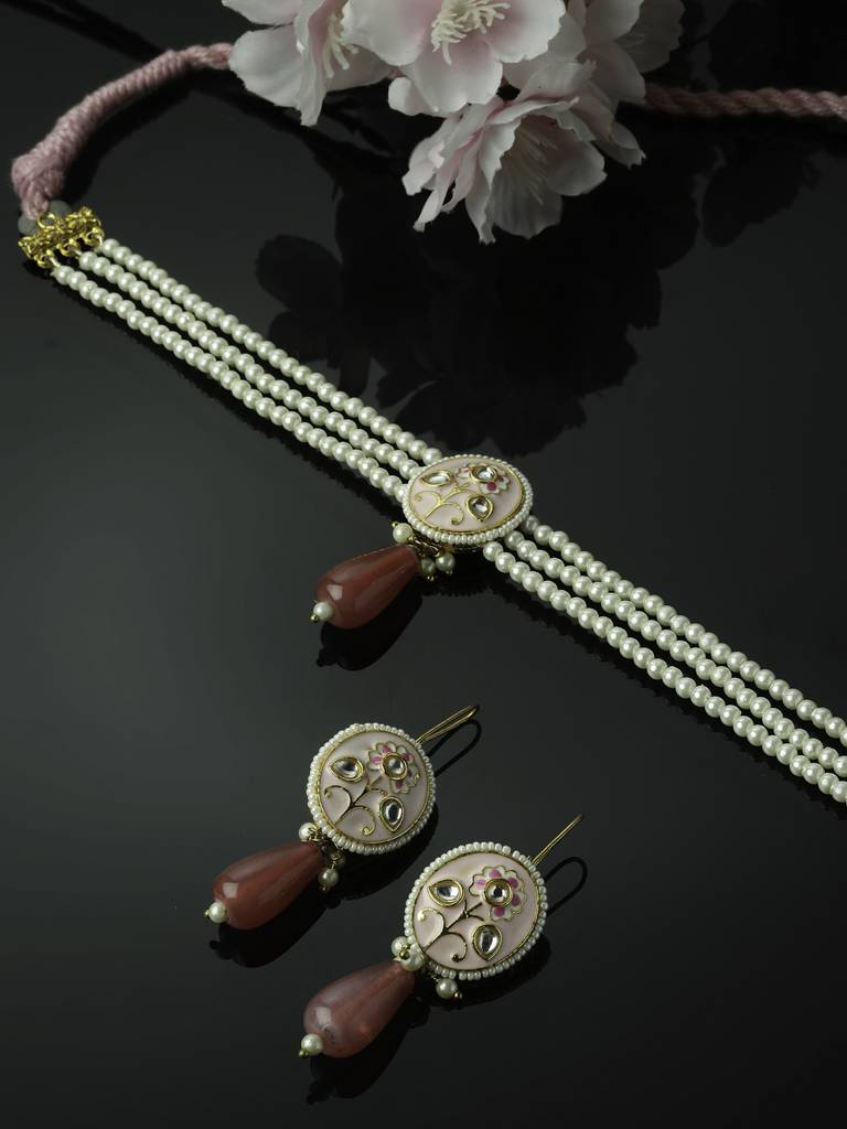 Gul-E-Lala Necklace With Earring Jewellery Set : DGNCE23024