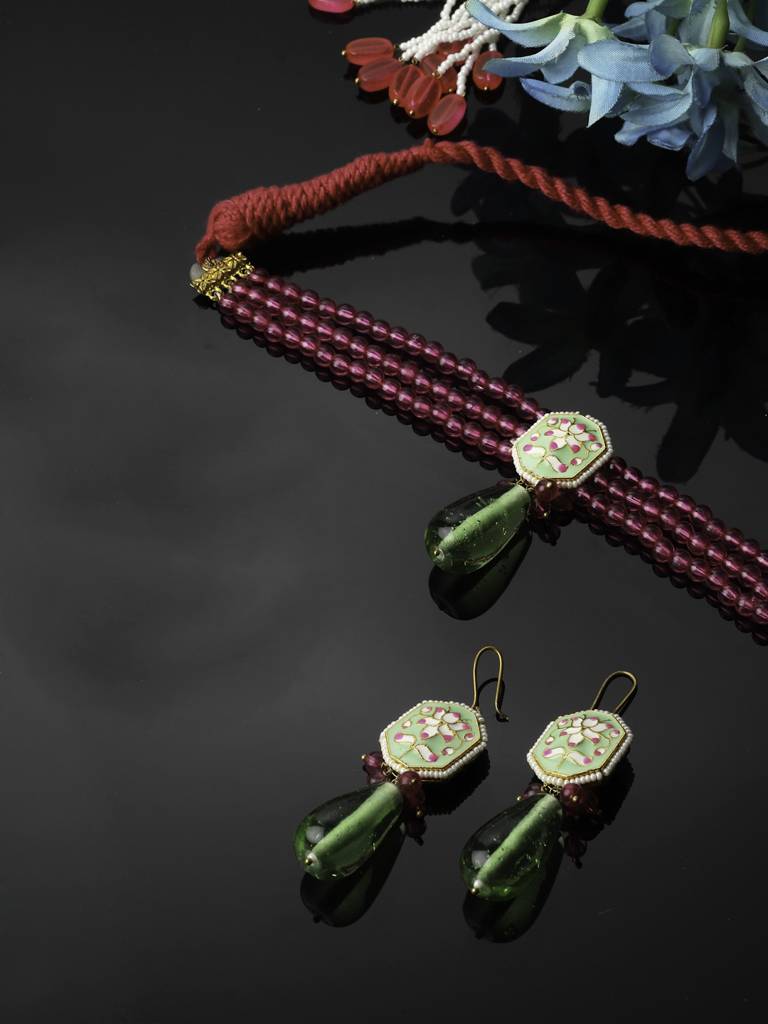 Serpentine Necklace With Earring Jewellery Set : DGNCE23025