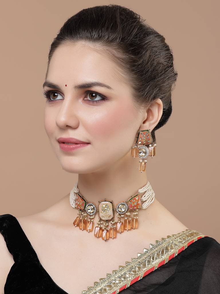 Sunset Necklace With Earring Jewellery Set : DGNCE23027