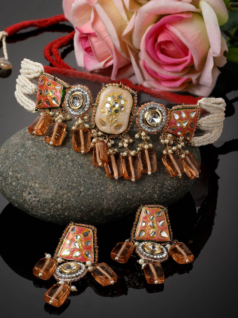 Sunset Necklace With Earring Jewellery Set : DGNCE23027