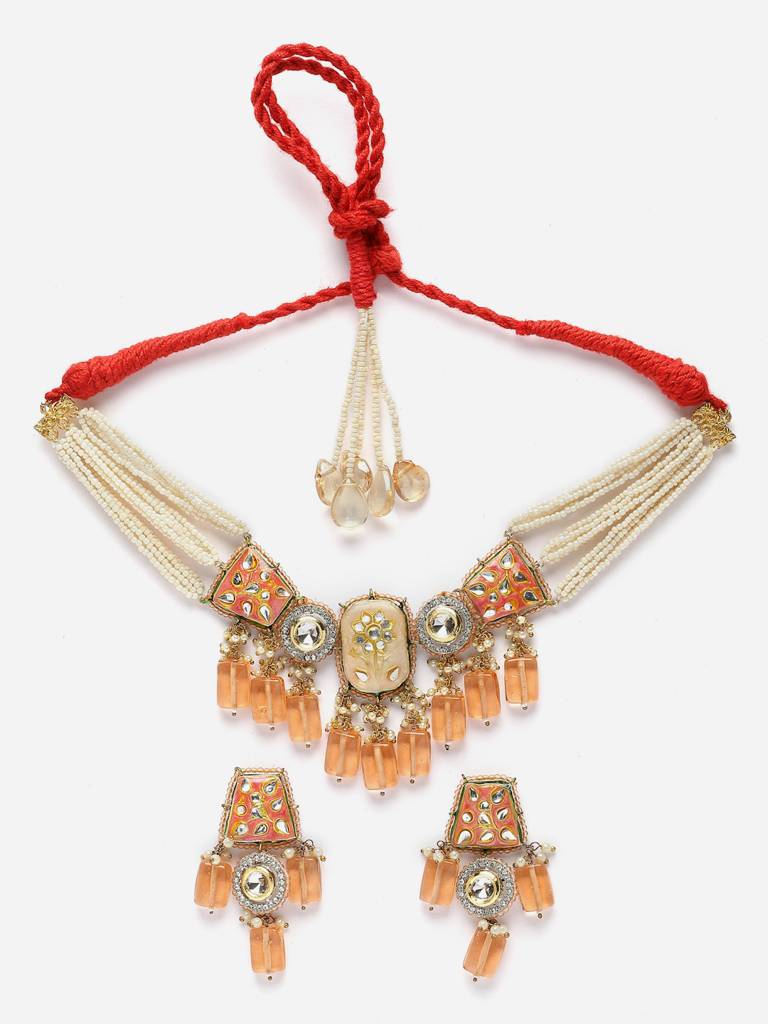 Sunset Necklace With Earring Jewellery Set : DGNCE23027