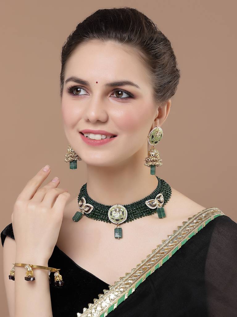 Seafoam Necklace With Earring Jewellery Set : DGNCE23028