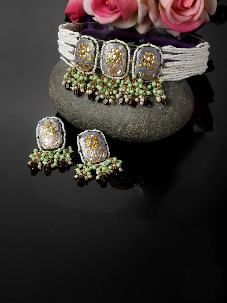 Saawan Ki Necklace With Earring Jewellery Set : DGNCE23029