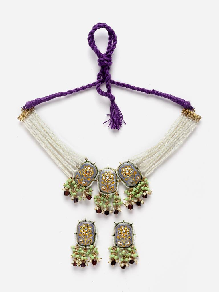 Saawan Ki Necklace With Earring Jewellery Set : DGNCE23029