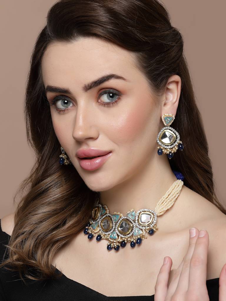 Aasman Ka Necklace With Earring Jewellery Set : DGNHE23022