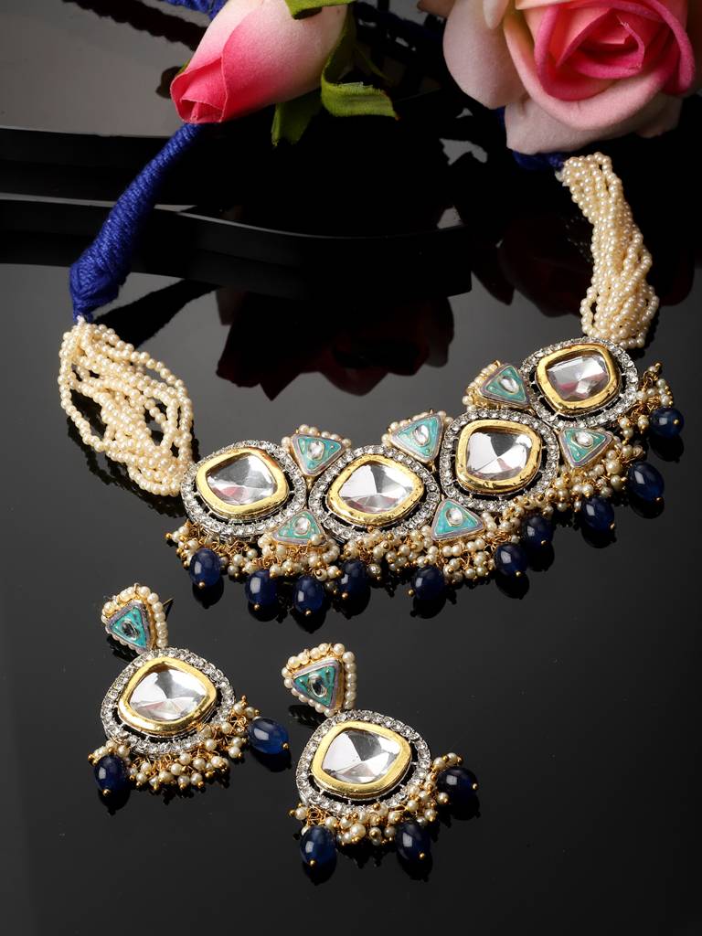 Aasman Ka Necklace With Earring Jewellery Set : DGNHE23022