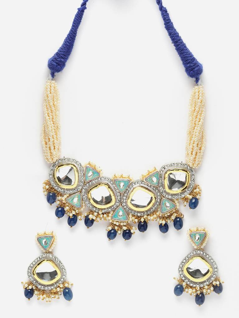 Aasman Ka Necklace With Earring Jewellery Set : DGNHE23022