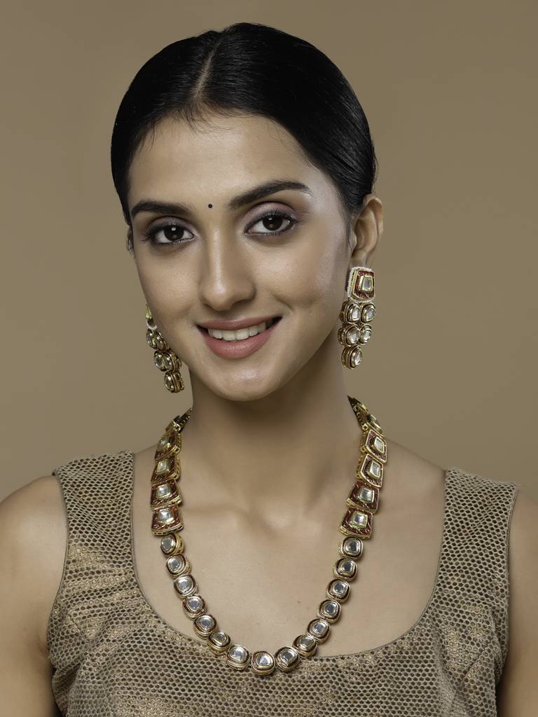 Bloodstone Beam Necklace With Earring Jewellery Set : DGNHE23029