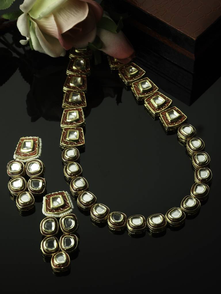 Bloodstone Beam Necklace With Earring Jewellery Set : DGNHE23029