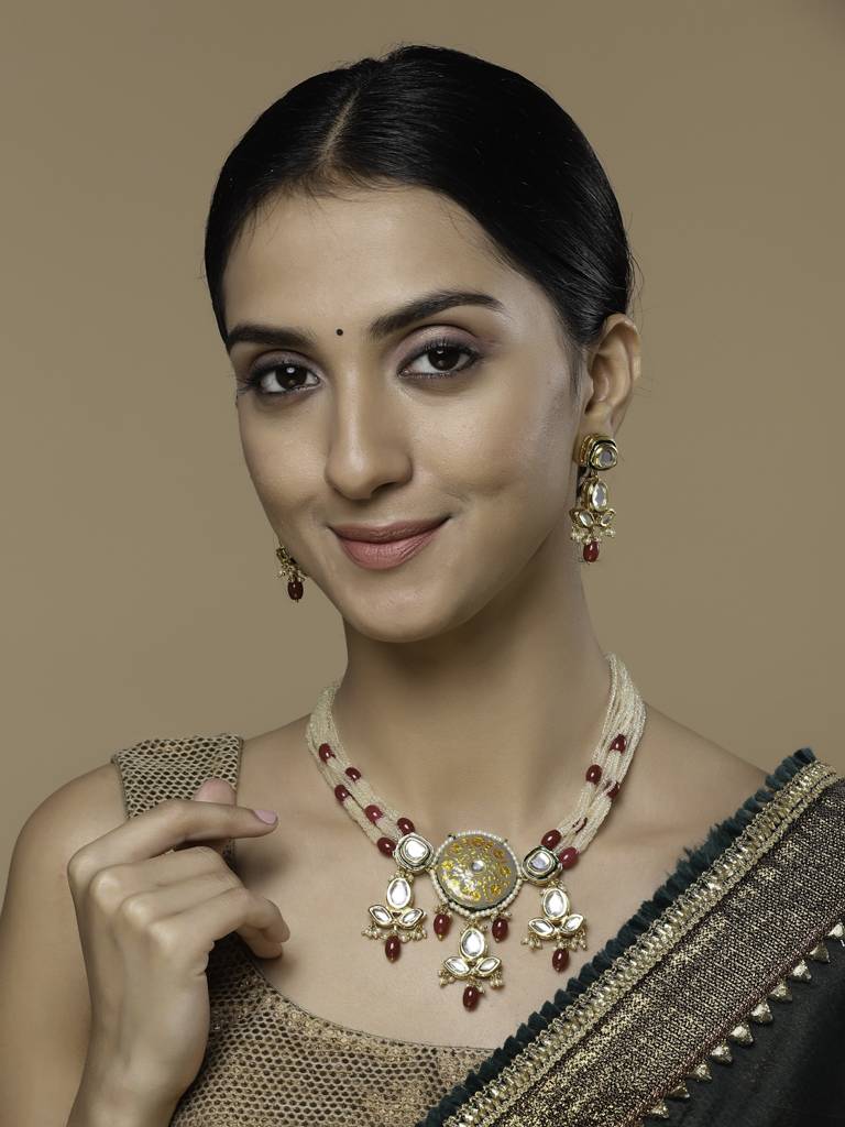Stormy Sparkle  Necklace With Earring Jewellery Set : DGNHE23031