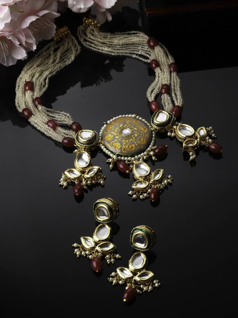 Stormy Sparkle  Necklace With Earring Jewellery Set : DGNHE23031