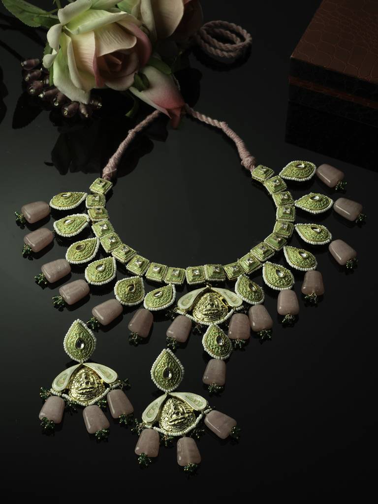 Basil Necklace With Earring Jewellery Set : DGNHE23032