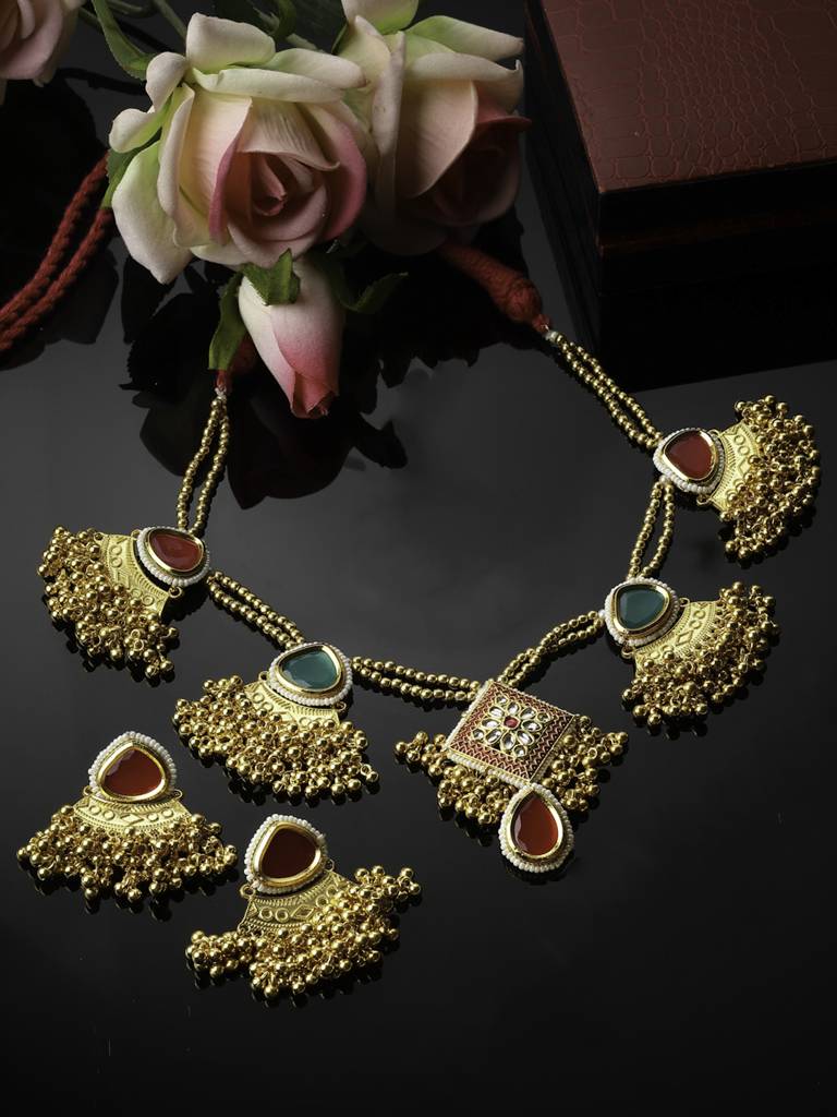 Pomegranate Prism Necklace With Earring Jewellery Set : DGNHE23033