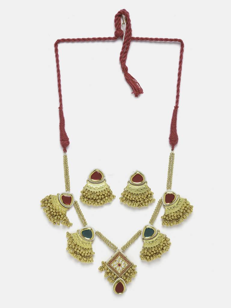 Pomegranate Prism Necklace With Earring Jewellery Set : DGNHE23033