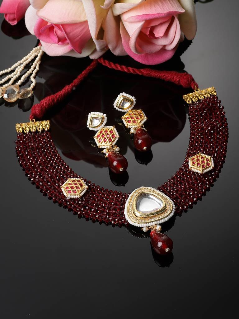 Merlot Necklace With Earring Jewellery Set : DGNHE23038