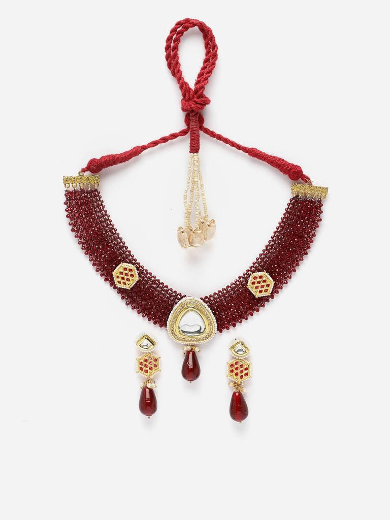 Merlot Necklace With Earring Jewellery Set : DGNHE23038
