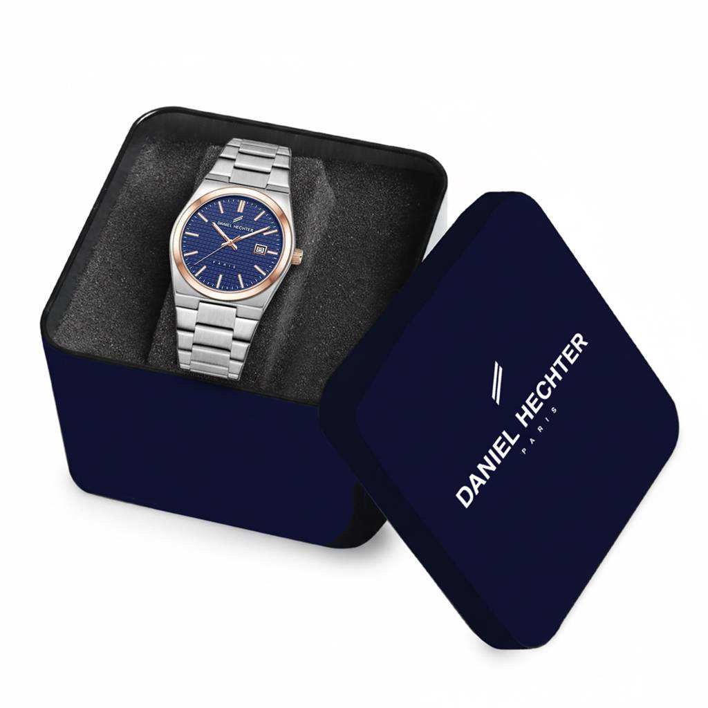Daniel Hechter Paris Hoche Collection Formal Analog Watch For Men – Round Dial And Silver Stainless Steel Strap W : DHM1026-11