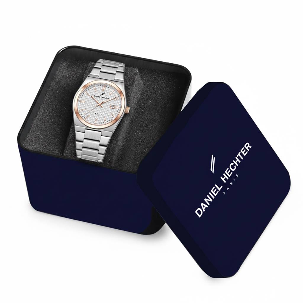 Daniel Hechter Paris Hoche Collection Formal Analog Watch For Men – Round Dial And Silver Stainless Steel Strap W : DHM1026-22