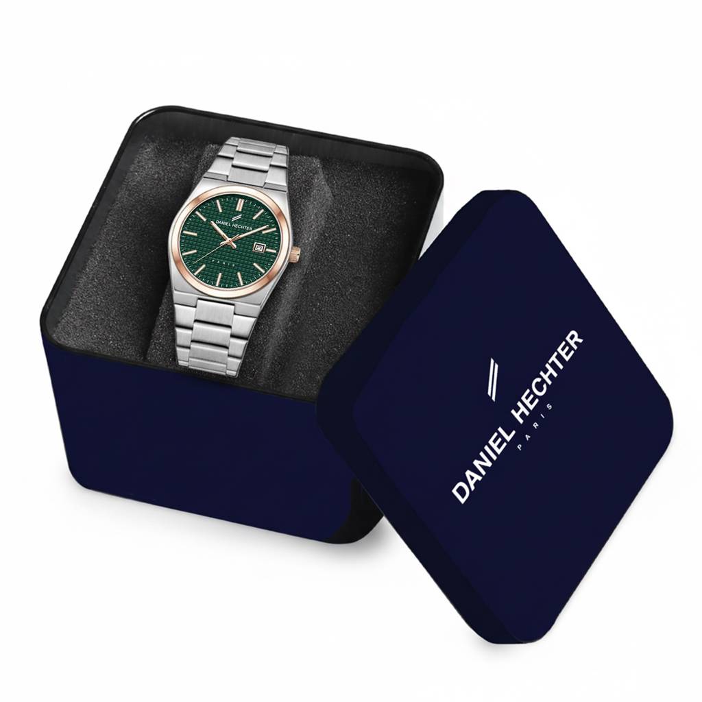 Daniel Hechter Paris Hoche Collection Formal Analog Watch For Men – Round Dial And Silver Stainless Steel Strap W : DHM1026-33