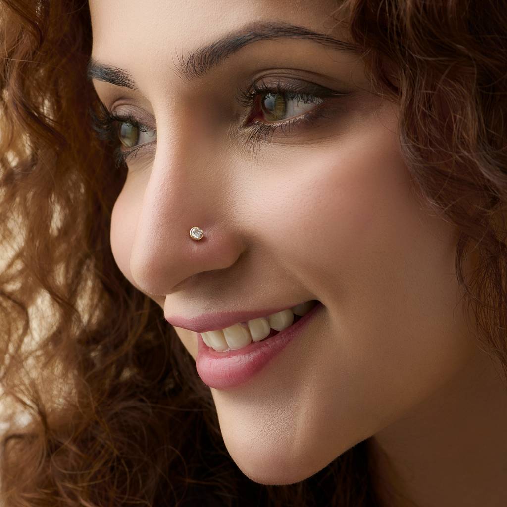 Yuvora Majestic Solitaire 14K Gold Lab Grown Diamond Nose Pin For Women | Bis Hallmarked : DIANP1045-14YG-IS
