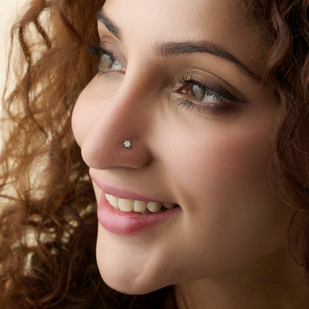 Yuvora 14K Gold Royal Clad Single Solitaire Lab Grown Diamond Nose Pin For Women | Bis Hallmarked : DIANP1054-14YG-IS