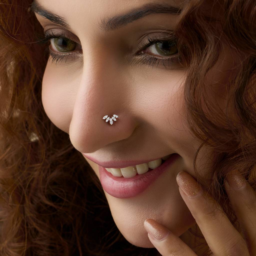 Yuvora 14K Gold Sky Wings Animal Love Inspired Lab Grown Diamond Nose Pin For Women | Bis Hallmarked : DIANP1080-14YG-IS