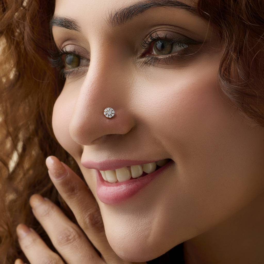 Yuvora 14K Gold Radiant Charm Lab Grown Diamond Nose Pin For Women | Bis Hallmarked : DIANP1102-14YG-IS