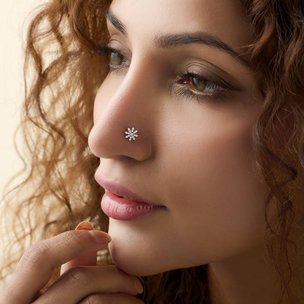 Yuvora 14K Gold Starburst Charm Star Inspired  Lab Grown Diamond Nose Pin For Women | Bis Hallmarked : DIANP1121-14YG-IS
